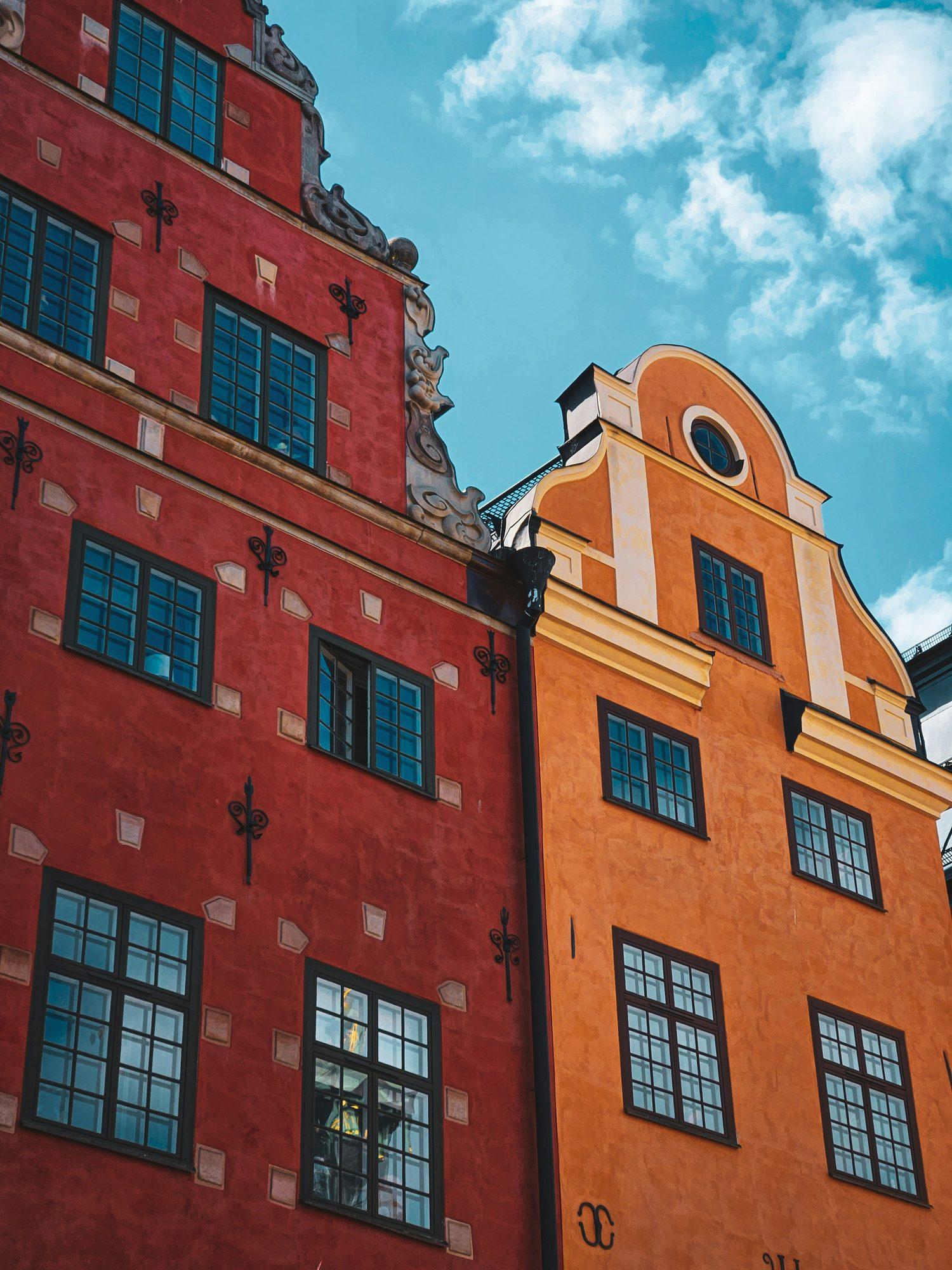 Colourful old-town façades in Stockholm